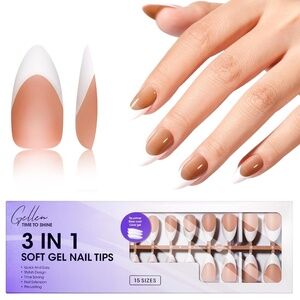 Gellen 150 Pieces French Tip Almond Press On Nails